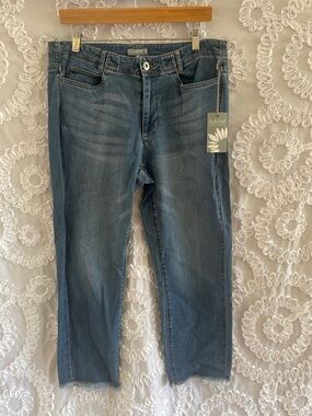 Habitat the same perfect capri Straight Medium Blue Frayed hem